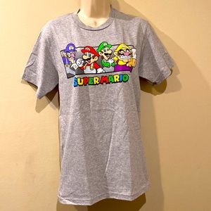 Super Mario Short Sleeve Crew Neck Shirt Small Mario, Luigi, Wario and Waluigi